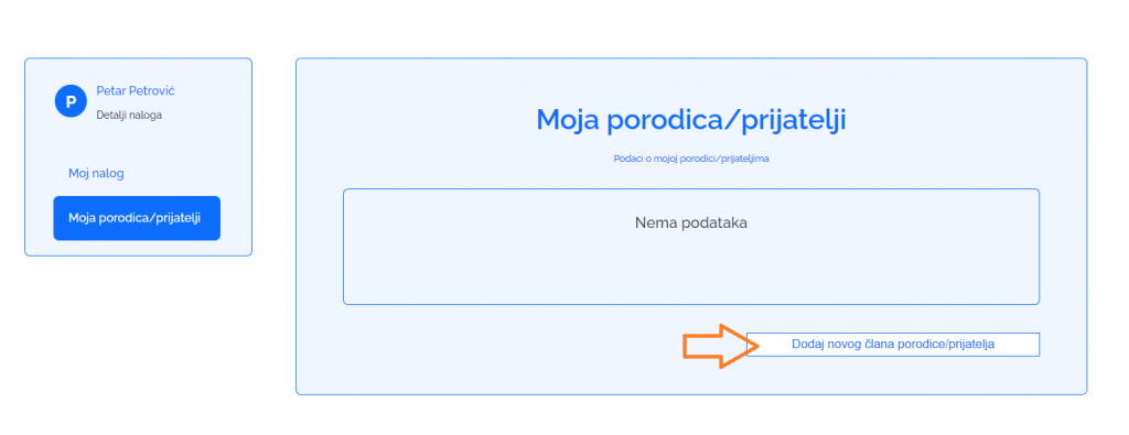 Dodavanje članova porodice ili prijatelja